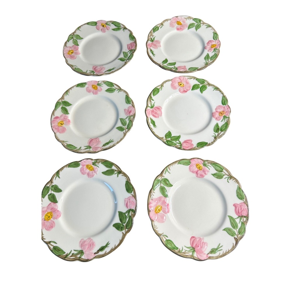 Franciscan Desert Rose Bread and Butter Plates Set of 6 Vintg Pink Floral 6.25"
